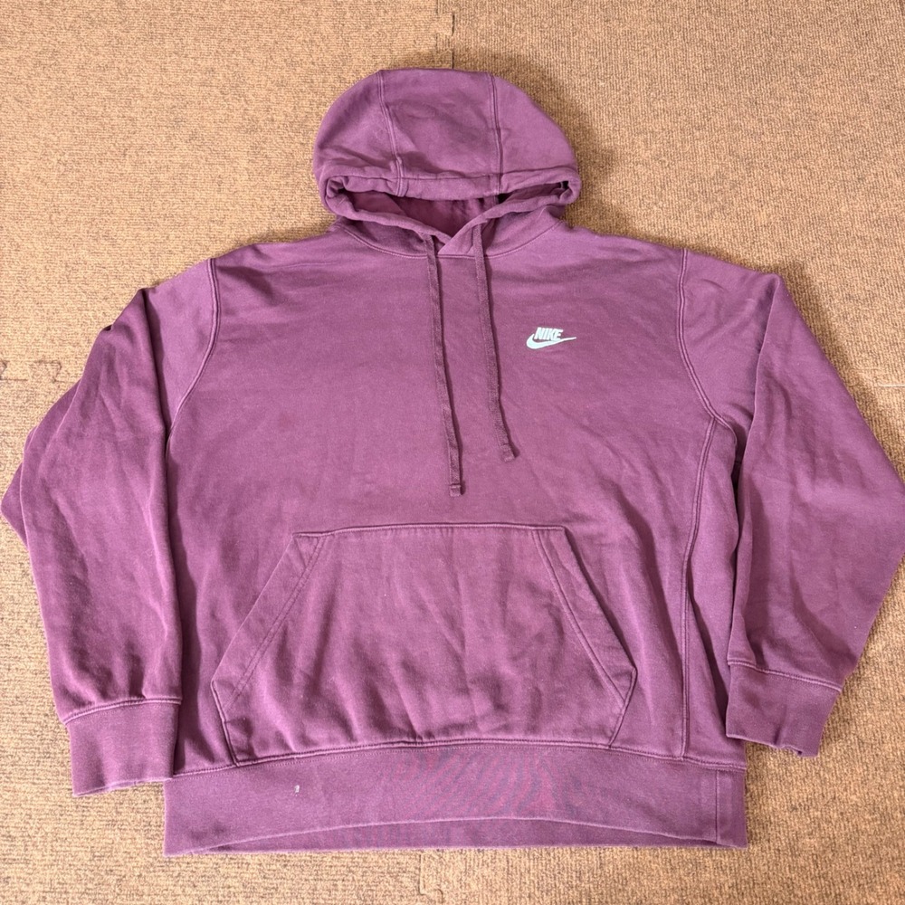 Nike Sportswear Essential Women Pullover Hoodie Purple Fleece Large BV4124-503‎